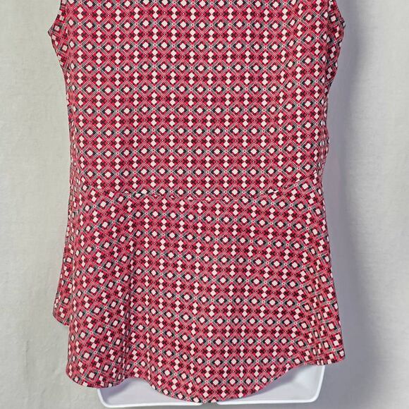 Dana Buchman Red Geometric Sleeveless Blouse Women’s M - Picture 3 of 7